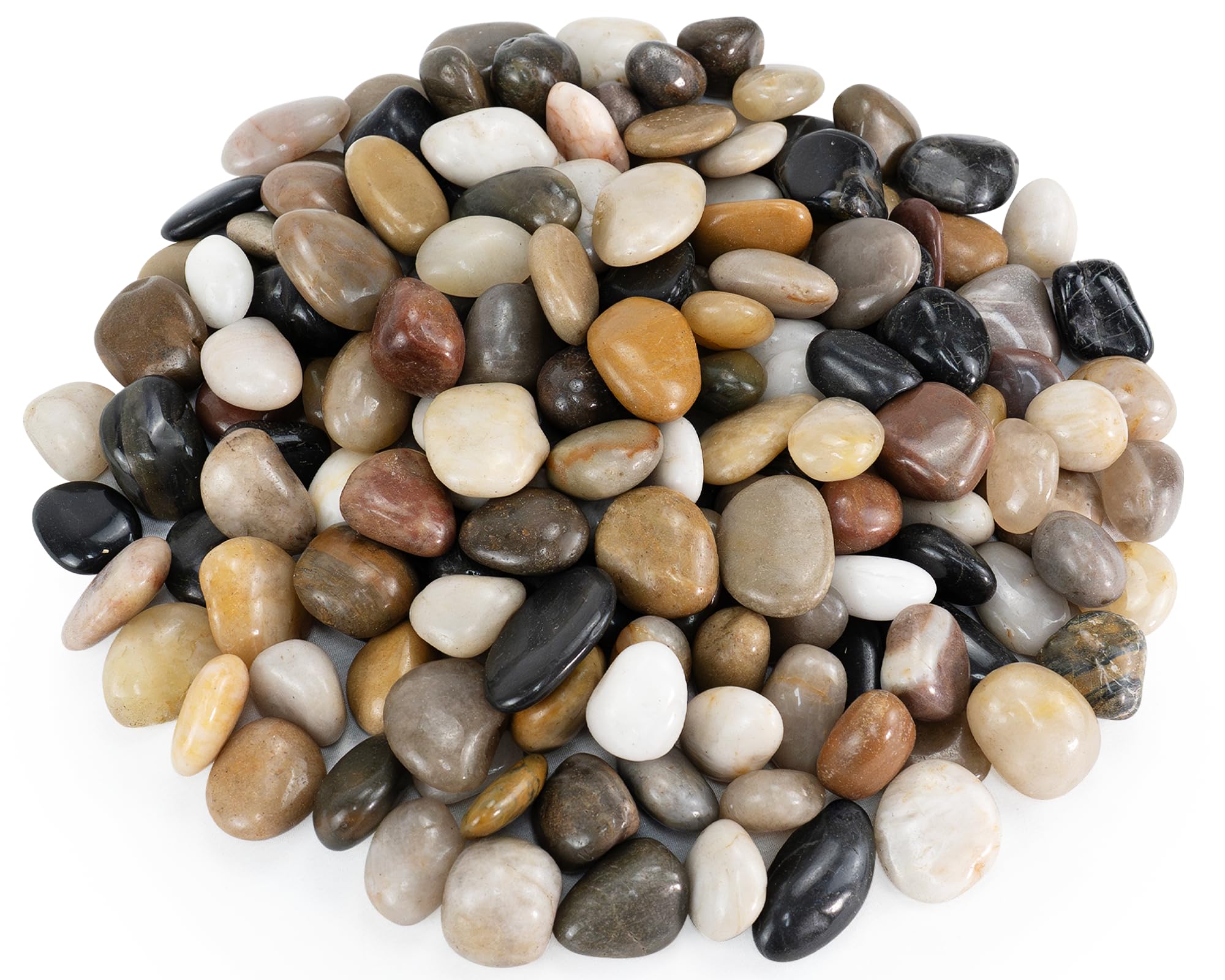 GreenVibe Pebbles for Indoor Plants, 5lbs Colorful Pebbles 0.5-1.2 Inch Decorative River Rocks for Planters, High Polished Stones for Vase Filler Fish