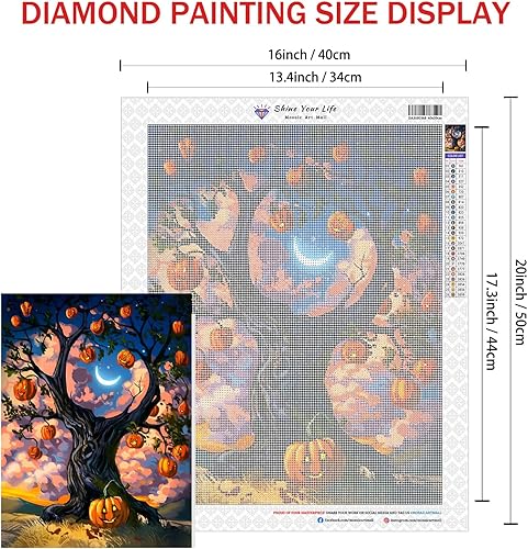 Miniatura 7 de KS Kit de pintura de diamantes de Halloween para adultos, 5D, calabaza, fantasma, diamantes, kits de arte para decoración de pared del hogar, 20 x