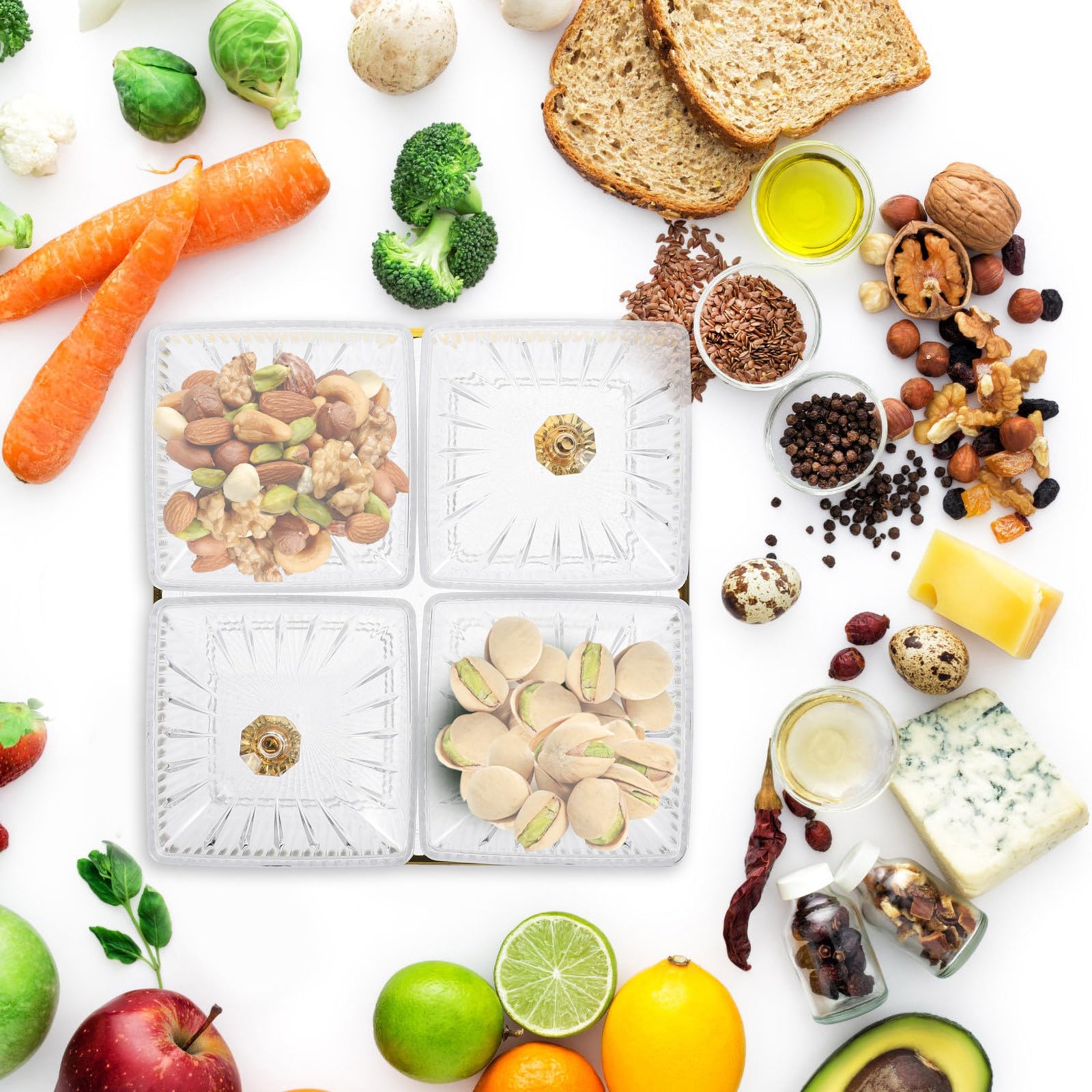 Snackteller mit 4 Fächern aus Material Modernes Design für Partys und Täglichen Gebrauch Leicht zu Reinigen und Vielseitig Einsetzbar Wiederverwendbar