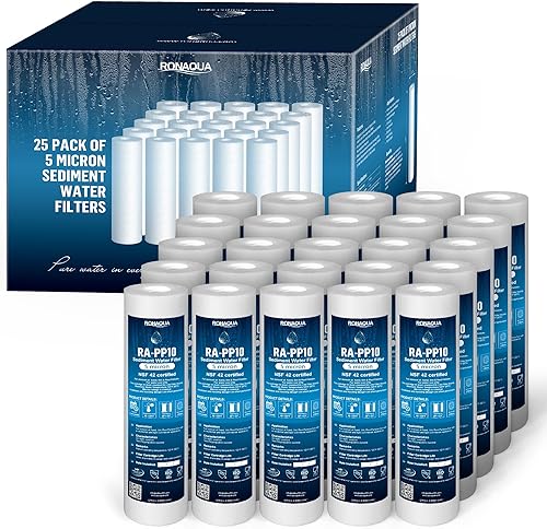 Ronaqua Filtro de agua de cartucho, 10 X 25 pulgadas, 4 capas de filtración, elimina suciedad, oxidación, de polipropileno, Blanco