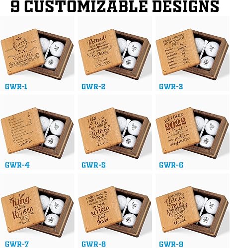 Miniatura 8 de Regalo de golf personalizado para hombres y mujeres, juego de golf personalizado con bonitas bolas y caja de madera de lujo, ideas de regalo únicas