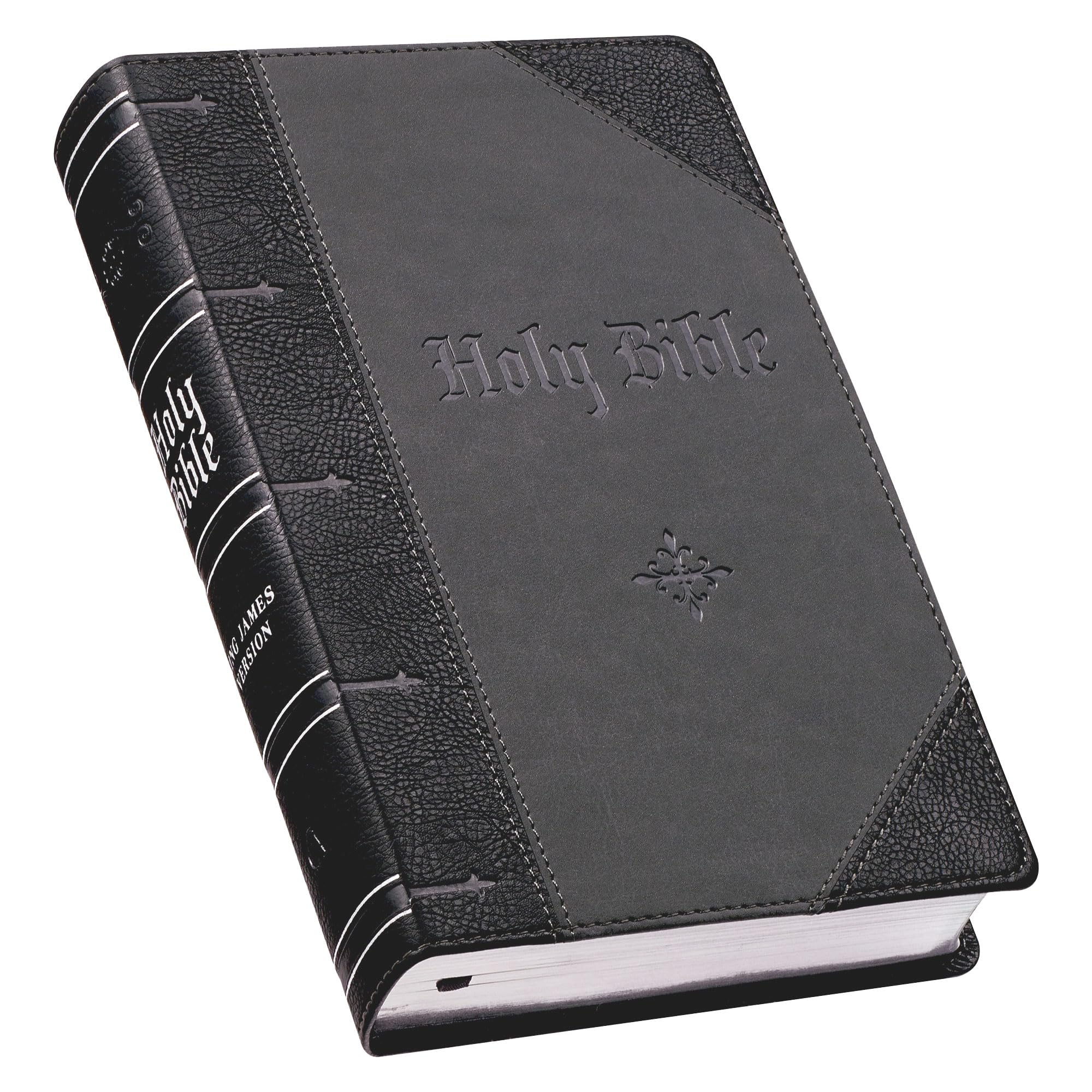 KJV Holy Bible, Giant Print Standard Size Faux Leather Red Letter Edition - Ribbon Marker, King James Version, Black /Gray (KJV Standard GP Editions)