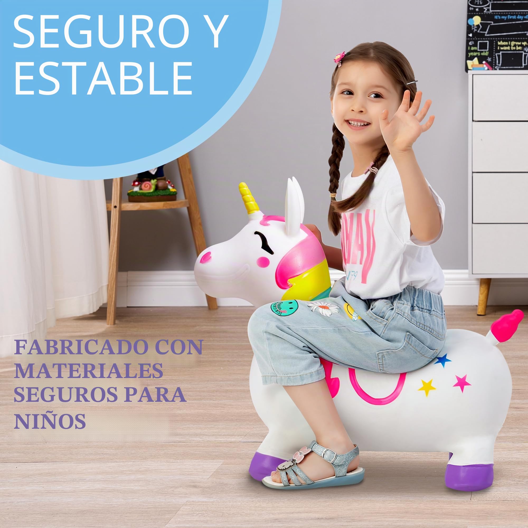 JOYIN Unicorn Bouncy Horse Kids Ride On Toy, Hopper Unicornio, Hopping Animal Toy for Toddlers Boys Girls Indoor Outdoor Bouncing Riding Activities