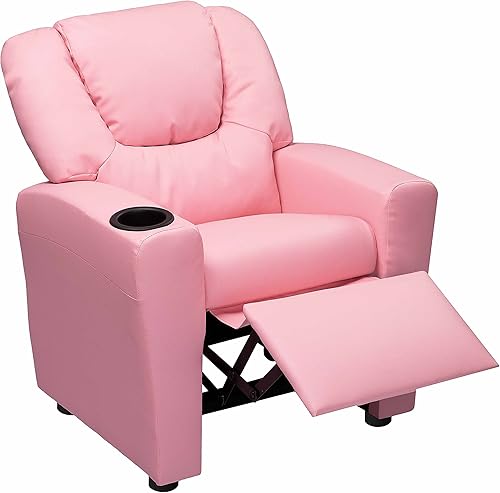 Naomi Home Suri - Silla reclinable para niños con reposapiés y portavasos, sillón reclinable para niños con soporte para tazas, reclinables de PVC