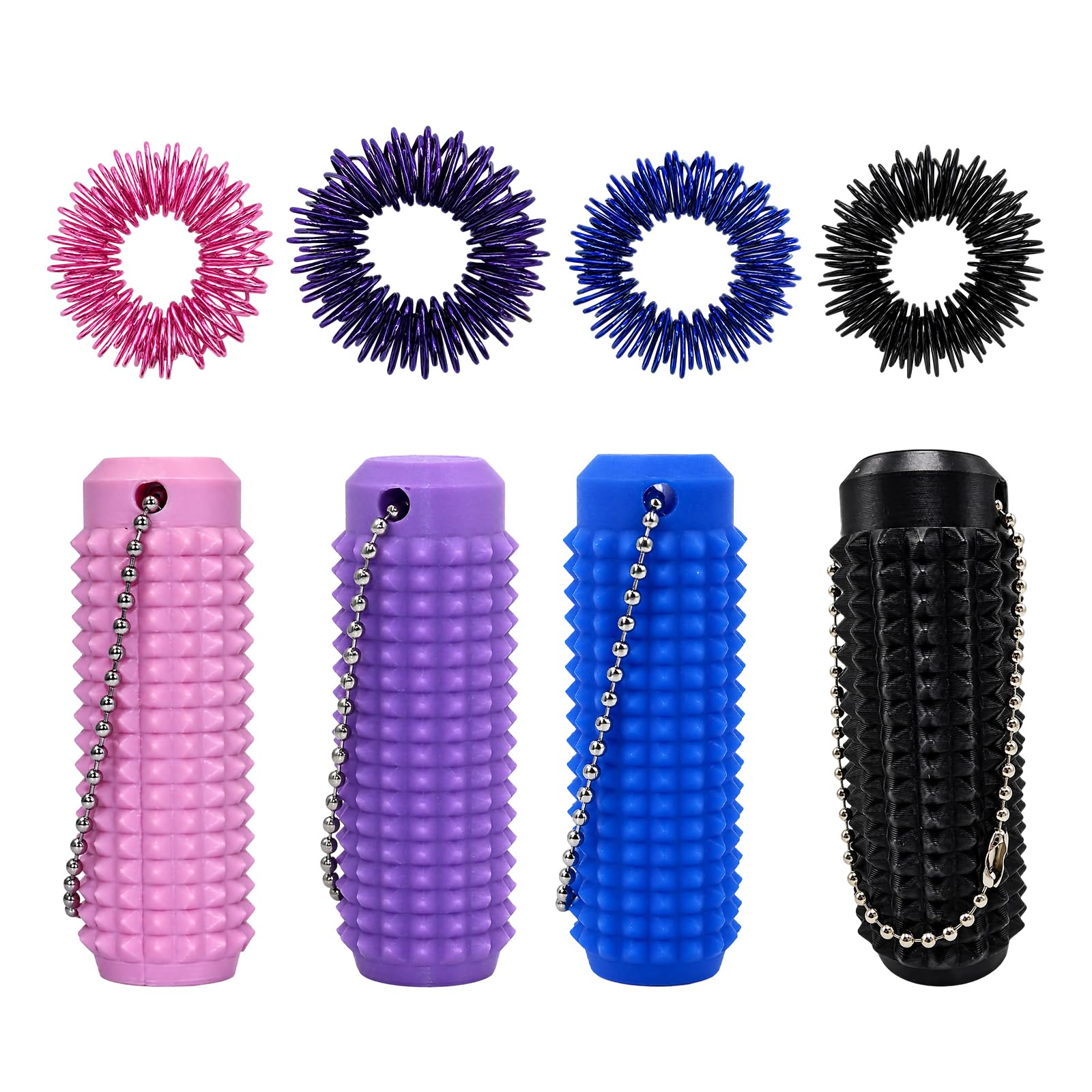 8 PCS Little Ouchies Pain Stim Fidget, Sensory Needs, Anxiety Relief Keychain Set with Tactile Stimulation, Portable Stress Relief Tools with Textured Surface, Fidget Keyrings for Focus and Calm