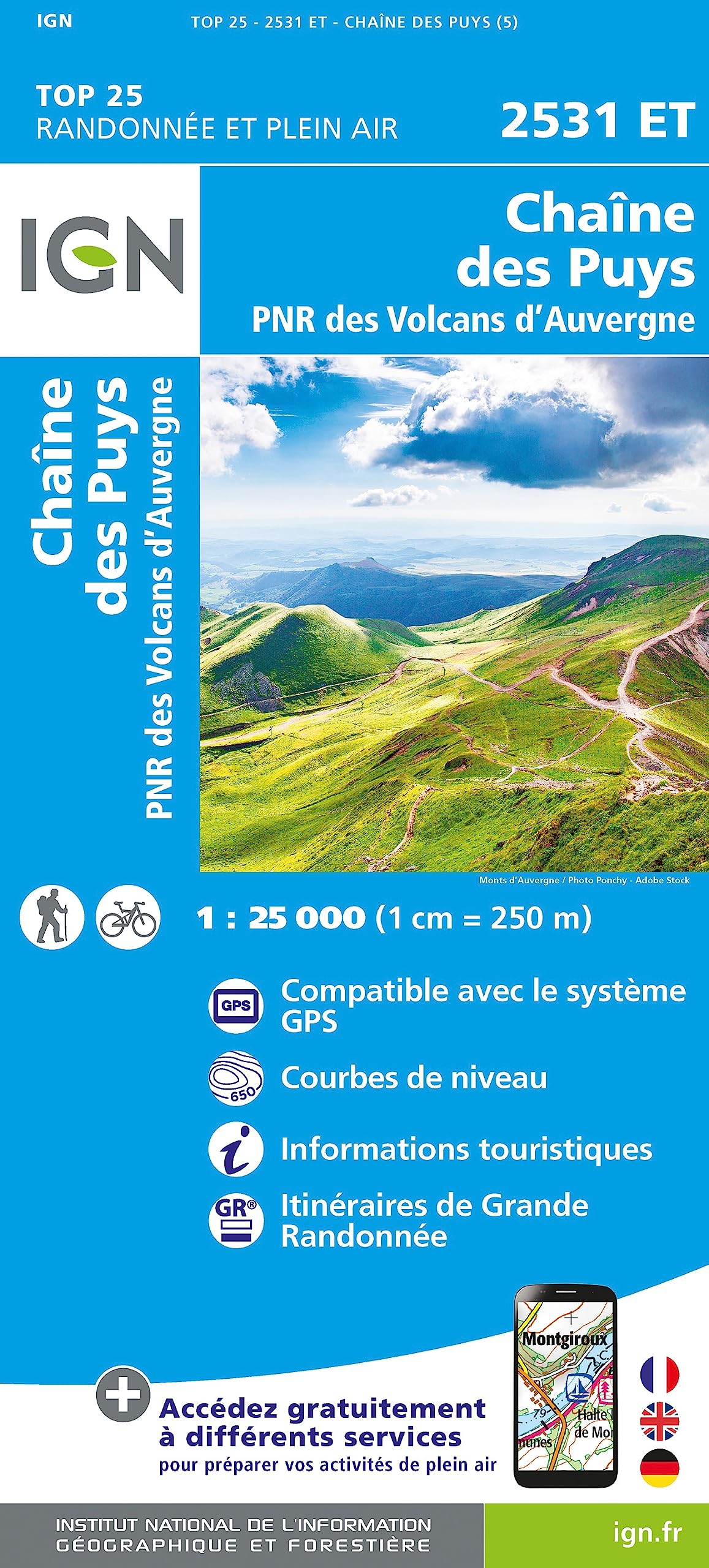 Chaîne des Puys PNR des Volcans d'Auvergne (2531ET) (TOP 25)