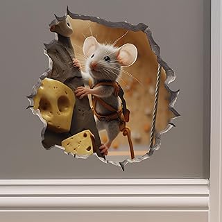 Rock Climbing Cheese Mouse in Mouse Hole Decal - Mouse Hole 3D Wall Sticker