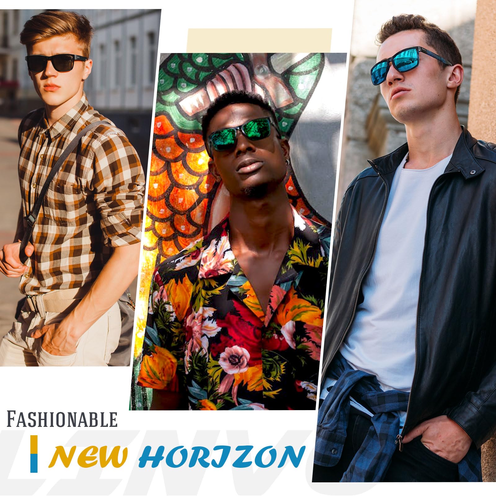 LINVO Polarized Sunglasses for Men Trendy Lightweight Mirrored Shades UV400 Protection for Driving Fishing Golf