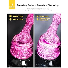 BURANO Reflective Diamond Nail Glitter Gel Polish, Sparkly Color Holographic Glitters Shiny Gel Polish UV Lamp Required (Deep Rose SZN16)
