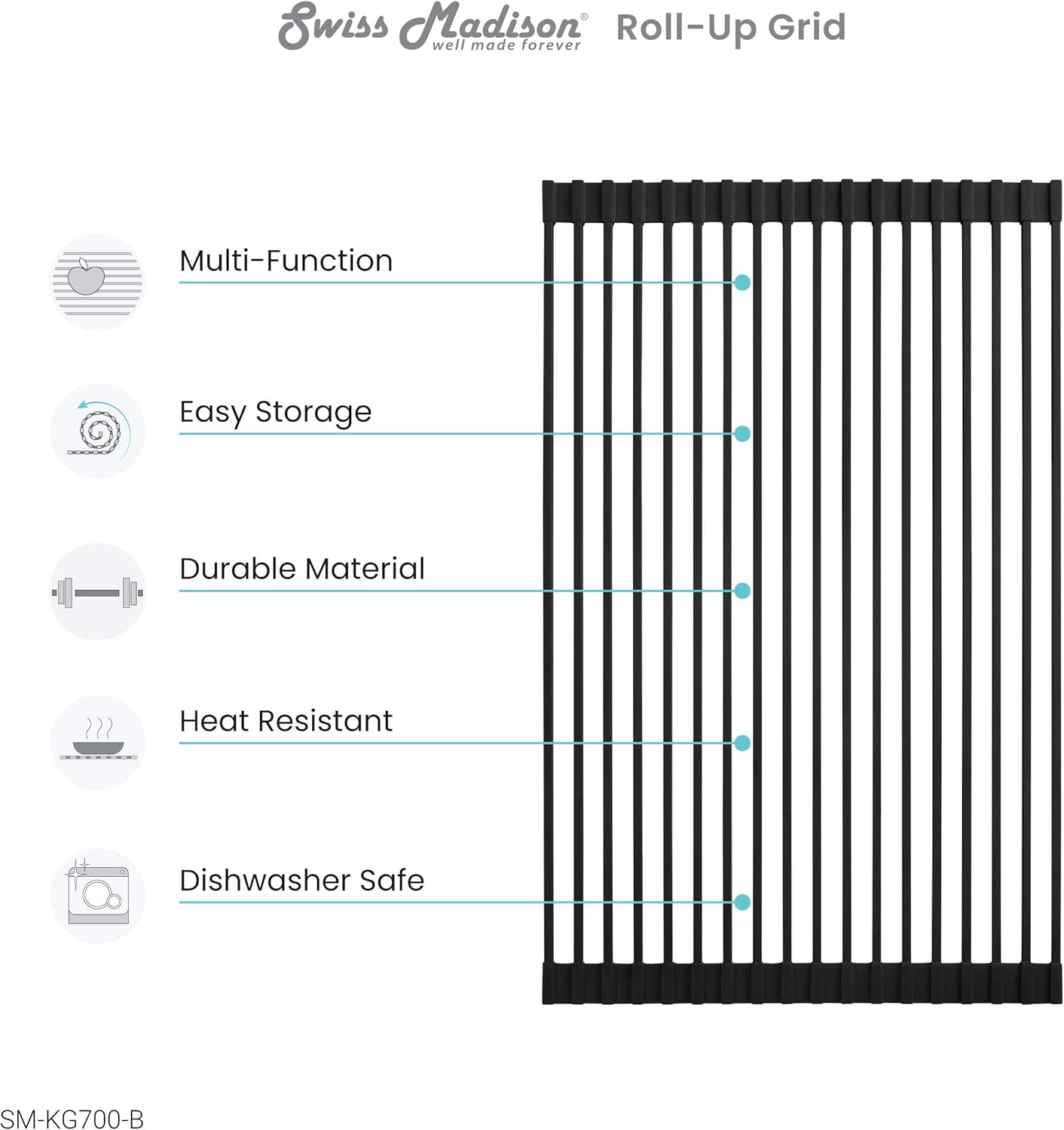 20 x 12" Kitchen Sink Grid, Black