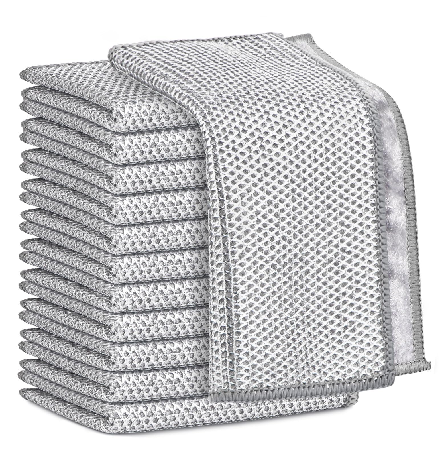 AIDEA Non Scratch Wire Dishcloth 12PK, Wire Dishwashing Rag for Wet and Dry, Dual Sided, Washable Dish Rags, Cleaning Pads Steel Scrubber for Cookware, Sinks, Dishes, Stove Tops, 7"×8"