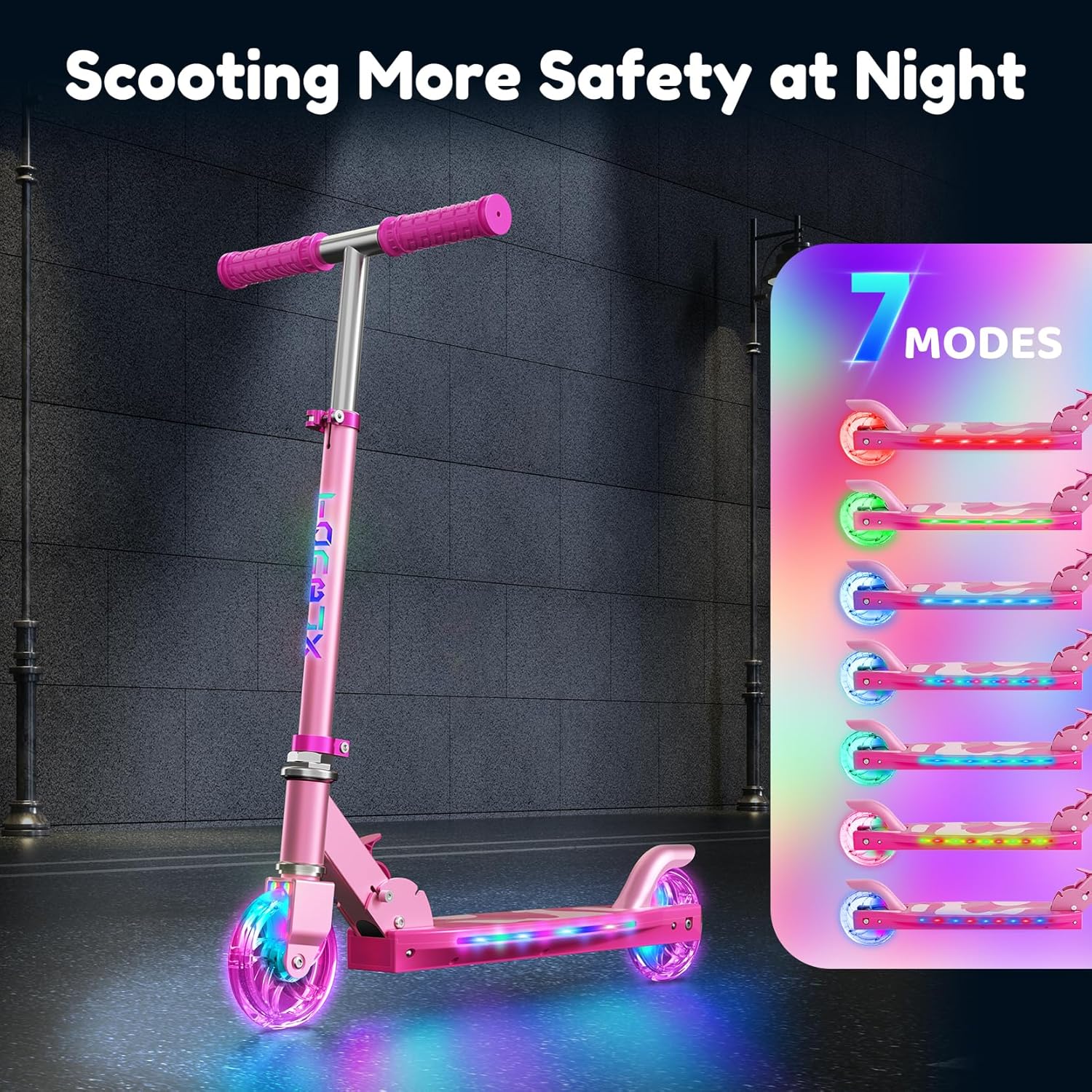 TONBUX Scooters for Kids 5-12, 2 Wheel Scooters with Cool Light Up Stem, Wheels, and Deck, 3 Level Adjustable Height Kick Scooter, Foldable and Lightweight Scooter for Kids 8-12 - Image 2