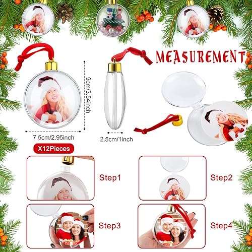 Miniatura 3 de Skylety Esfera decorativa de plástico para San Valentín, marco de fotos, adornos para Navidad, Día de San Valentín (24 unidades, estilo corazón)