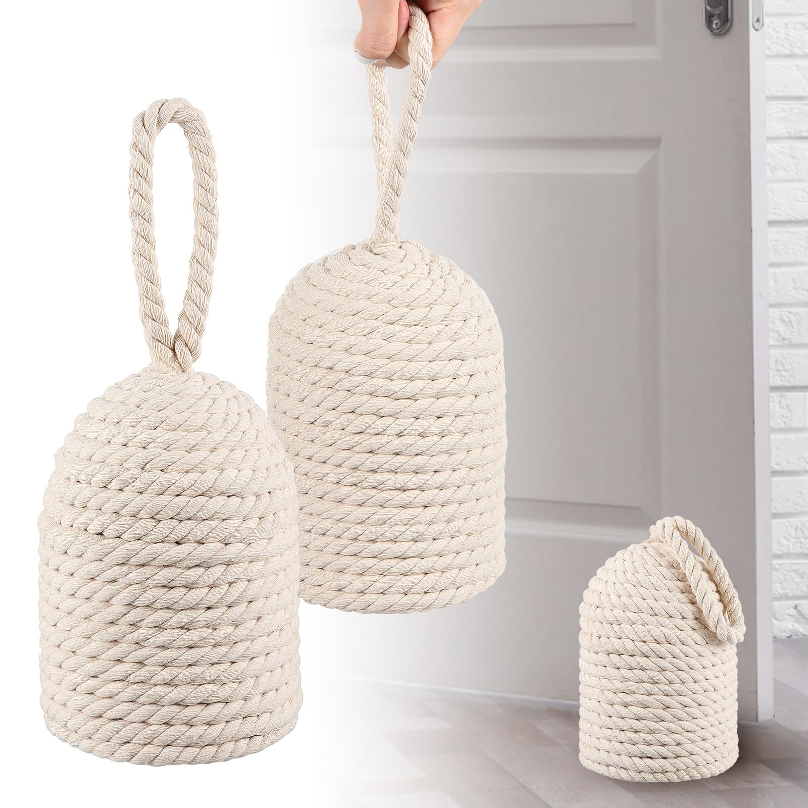 Photo 1 of MorningRo Rope Door Stops, White, 2 Pack