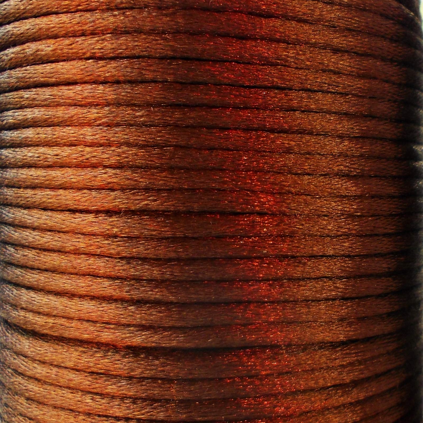 Mart-Mon Brown Satin Cord 2Mm X 5M Rattail Knotting Thread Durable For Crafts Bracelet Jewellery Making (Brown)