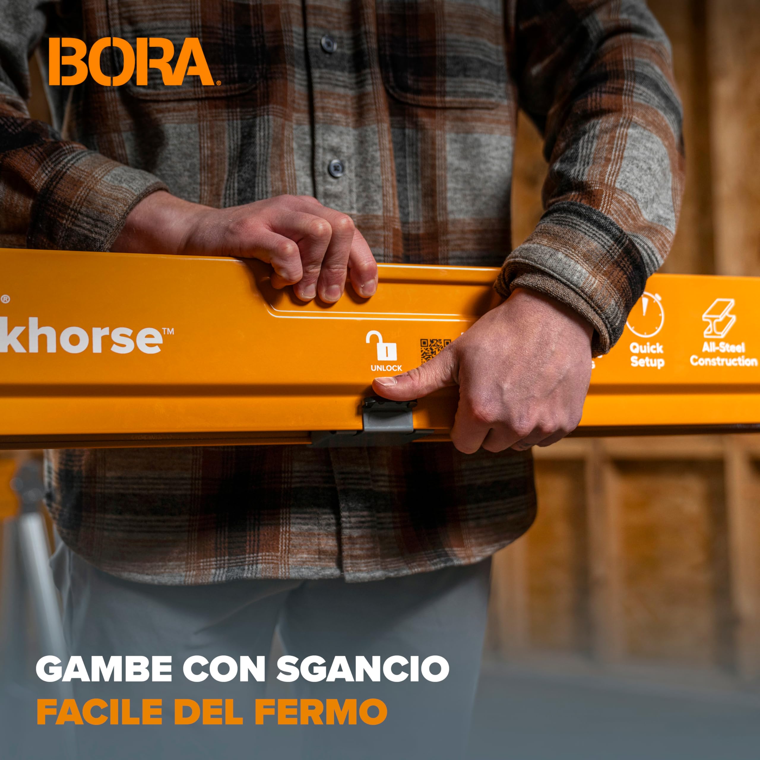 BORA Workhorse PM-3350T – Coppia Cavalletti da Lavoro Pieghevoli in Acciaio, 612 kg per Cavalletto, Uso Professionale