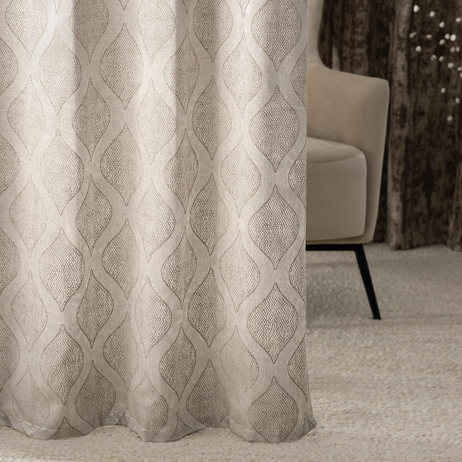 Wakefit Window Curtains 5 Feet | Set of 1 | Semi Blackout Curtain | Blocks Upto 70% of Light | Rich Jacquard Weave with Textured Detailing | Beige-image-48