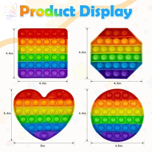 Miniatura 7 de Paquete de 4 juguetes para ansiedad, paquete de juguetes para ansiedad de reventar burbujas, regalos de fiesta para niños y adultos, juguetes