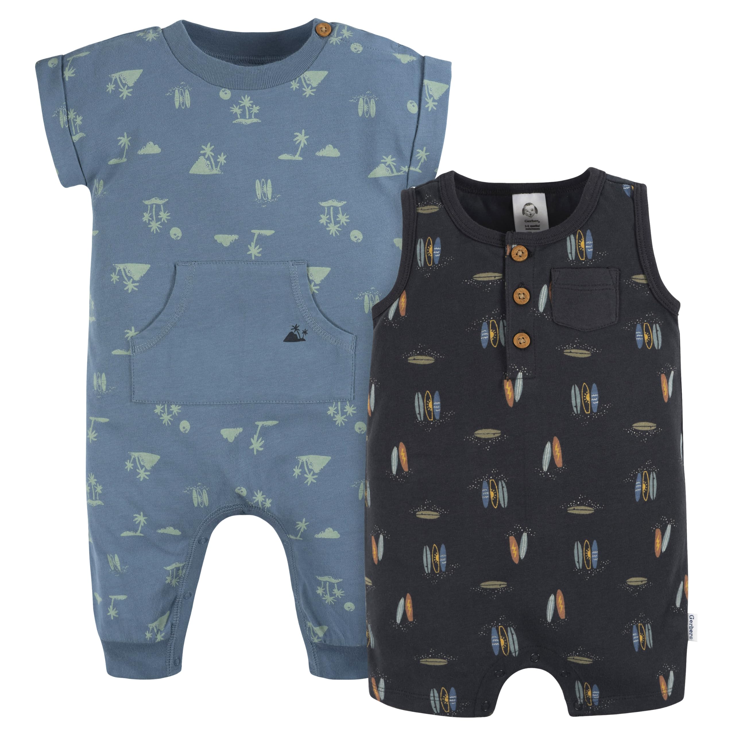 Gerber Baby Boys Short Leg and Long Leg Romper Set