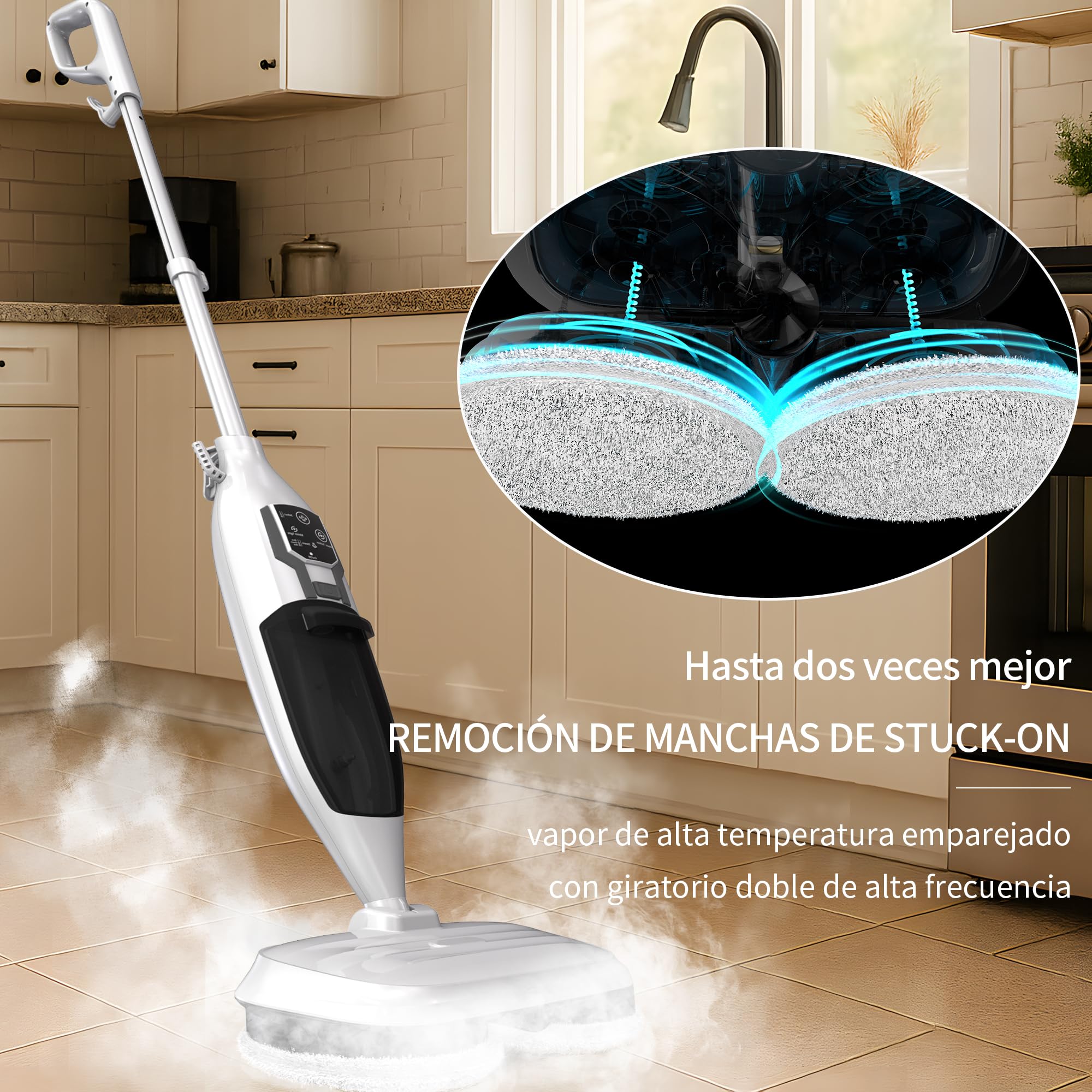 Escoba de Vapor,Escoba de Vapor para Suelos Duros, Limpieza Profunda, Limpiador de Vapor portátil multifunción, 13 Accesorios para Suelos de Madera, Laminado, Vinilo, baldosas