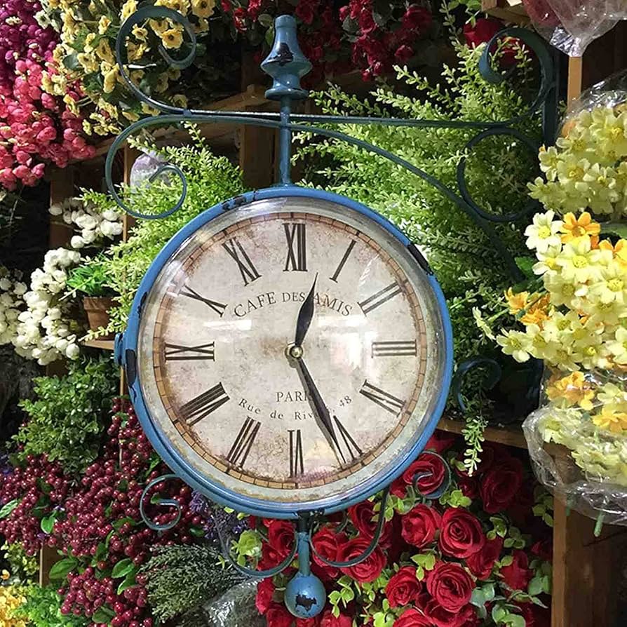 両面時計　壁掛け　ビンテージ ウッドギャラリー樹 壁掛両面時計 ステーションクロック レトロ