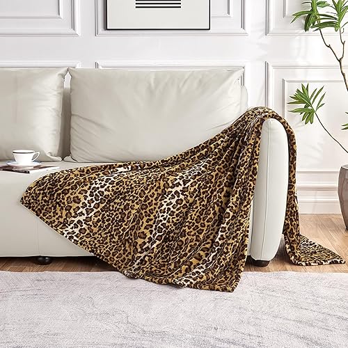 Miniatura 2 de Manta de forro polar con estampado de leopardo para cama, sofá, viajes y campamento, manta de felpa mullida súper suave y acogedora, manta con