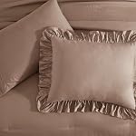 AMBERSPACE Queen Comforter Set Amber Brown, Ruffle Shabby Chic Bedding Set Farmhouse 7 Pieces, All Season Fluffy Bed in a Bag with Sheets, Pillowcases & Shams