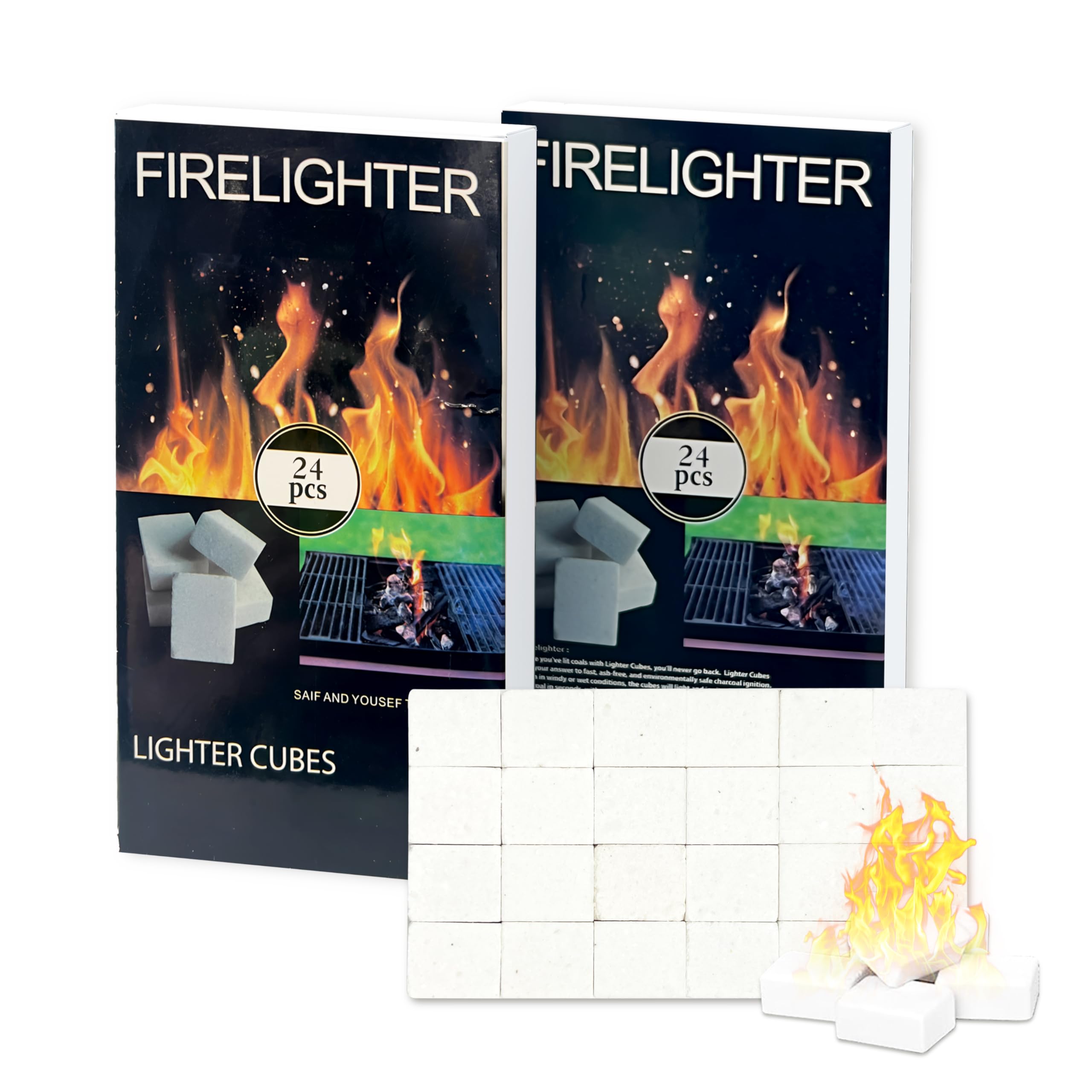 Bhyhok 48 Pcs Fire Starter Squares All Weather Fire Starters Cubes for Camping, Fireplaces, Stoves, Grills and BBQ - 48 Counts