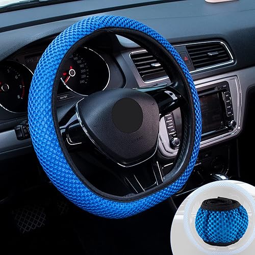Funda elástica para volante de automóvil, funda elástica para volante de automóvil, de microfibra transpirable, de seda helada, protector