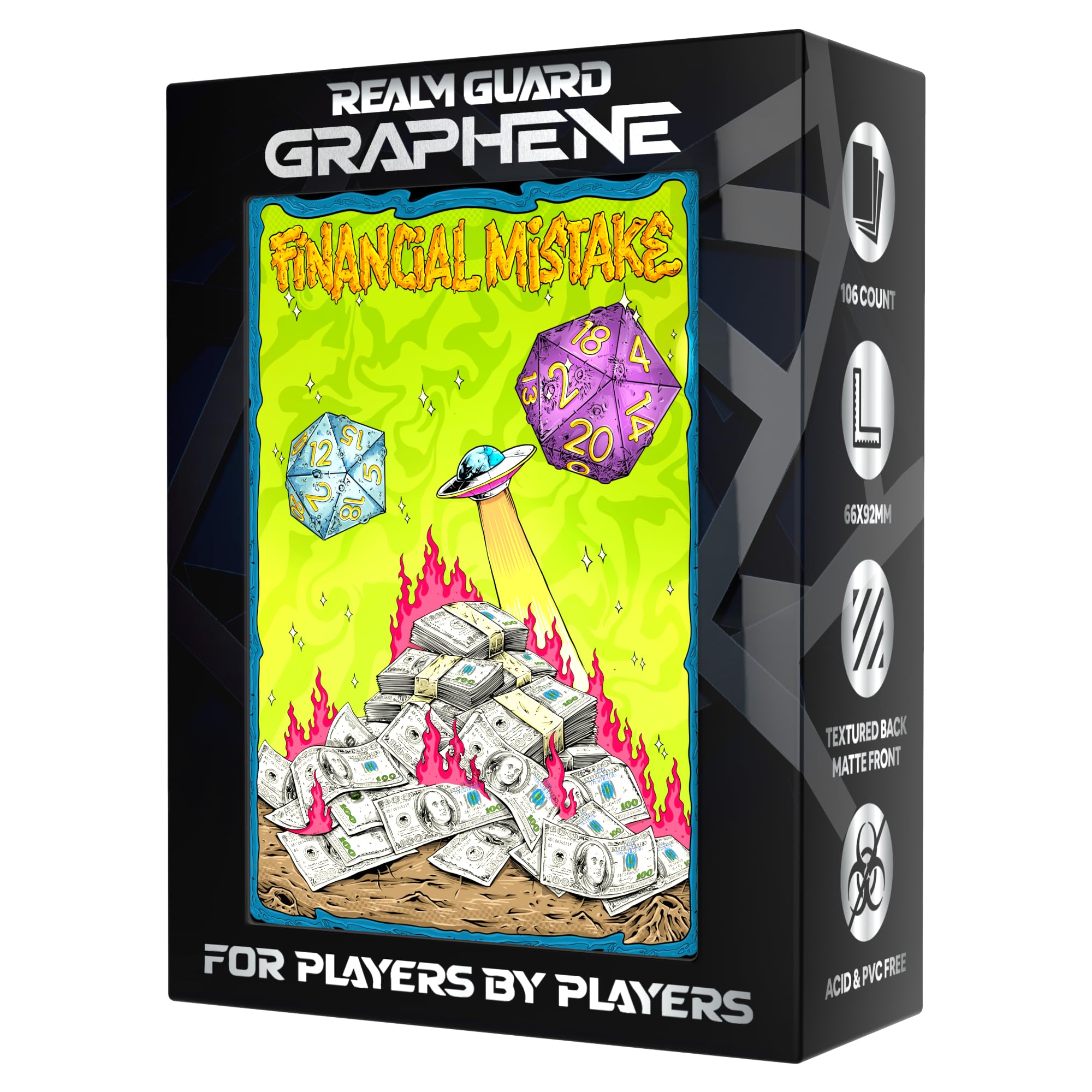 Realm Guard Graphene -100ct Textured Matte TCG/MTG Card Art Sleeves (Financial Mistake) โ image 1