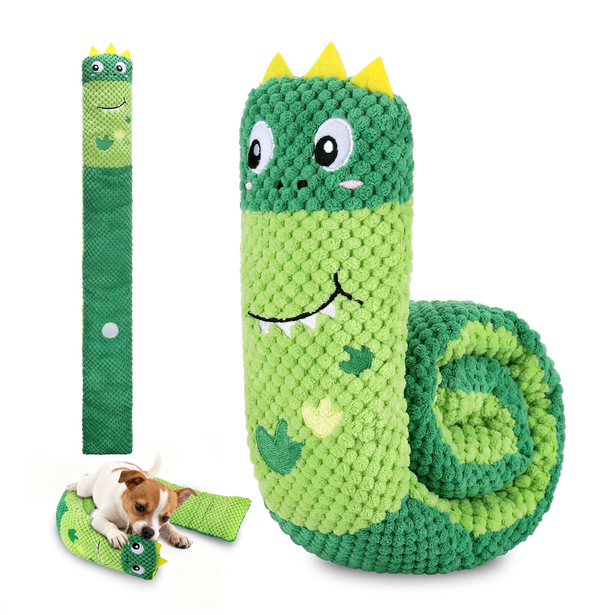 TranRantic Intelligenzspielzeug für Hunde, Schnüffelspielzeug Hund Quietschend, Interaktives Hundespielzeug für Langeweile und Putze Deine Zähne, Hunde Geschenke(Dinosauriermodellierung)