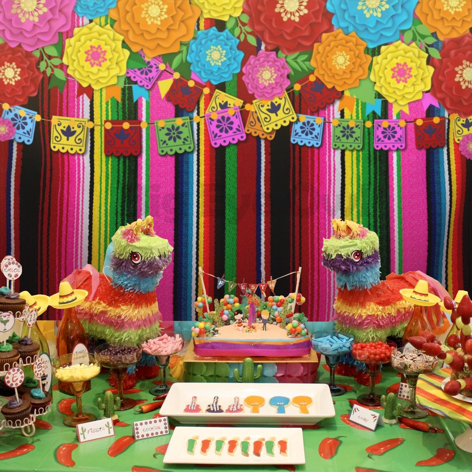 Mexican Party Decorations Mexican Theme Backdrop Fiesta Photo Backdrop Cinco De Mayo Carnival Colorful Flags Striped Floral Banner Table Decor Backgro | UK - View #11