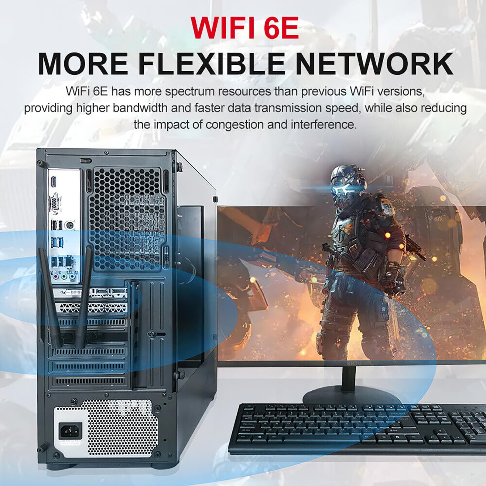 Carte sans fil (WiFi) PCIe WiFi 6E, Bluetooth 5.3, pour puce Intel AX210, Tri-bandes (6 GHz/5,8 GHz/2,4 GHz), pour Win 11/10 64 bits
