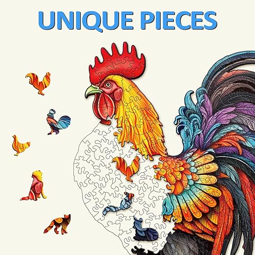 Miniatura 4 de Rompecabezas de madera para adultos, rompecabezas de gallo con formas únicas de animales, rompecabezas de madera con caja de rompecabezas de madera,