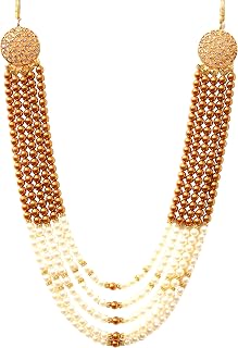 OneStoreIndia Handmade Groom Necklace Sherwani Dhula Mala with Pearls, Stone & Studded AD (American Diamond) Jewellery for... Price In India