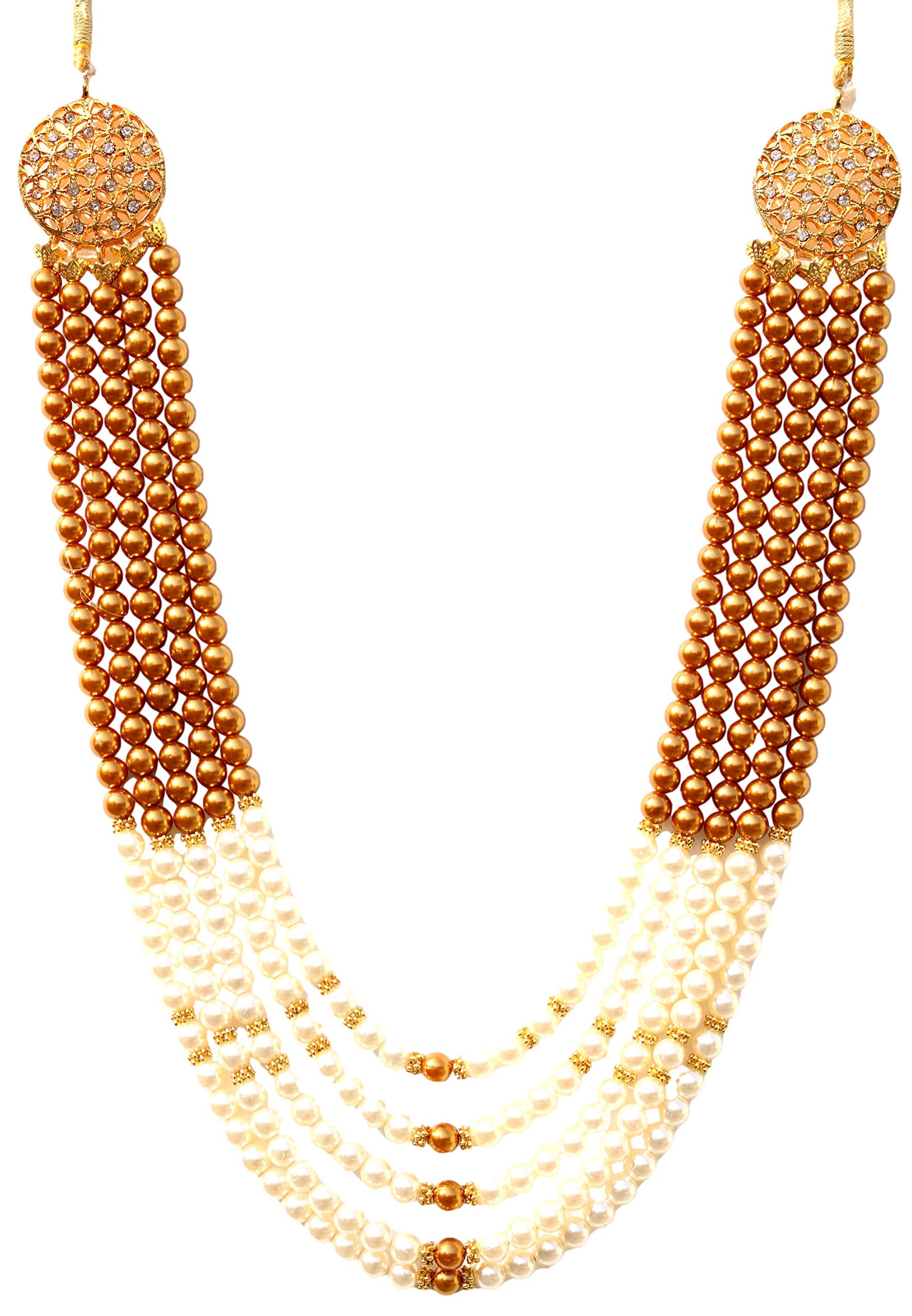 OneStoreIndia Handmade Groom Necklace Sherwani Dhula Mala With Pearls, Stone & Studded AD(American Diamond) Necklace Jewellery For Men/Groom.7877-image-41