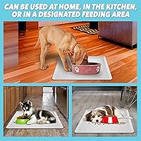Vista 4 de TidyFriend Pet Food Mat 24 x 24 Inches, Pet Tray for Food and Water, Silicone Dog Mat, Non Slip Cat Food Mat, Pet Supplies (Soft Grey)
