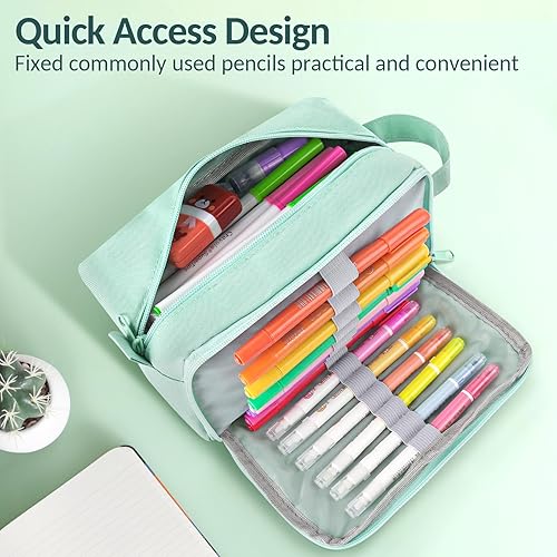 Miniatura 4 de Sooez Estuche para lápices original de alta capacidad, bolsa grande para lápices, estuche organizador para bolígrafos, suministros estéticos