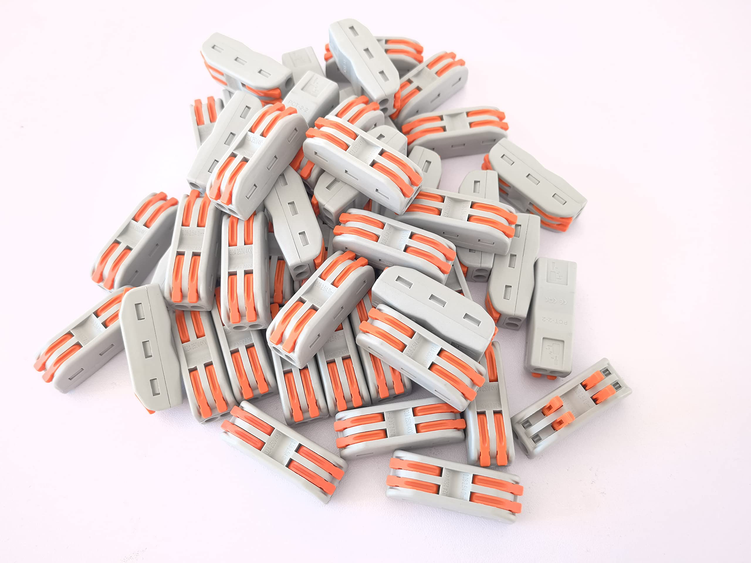 Dongge50 PCS Quick Connection Terminal Conductor Compact Connectors Lever Wire Nut Wire Connectors 2 to 2 Inline Wire Connector Push-in Circuit Inline Splices 28-12 AWG