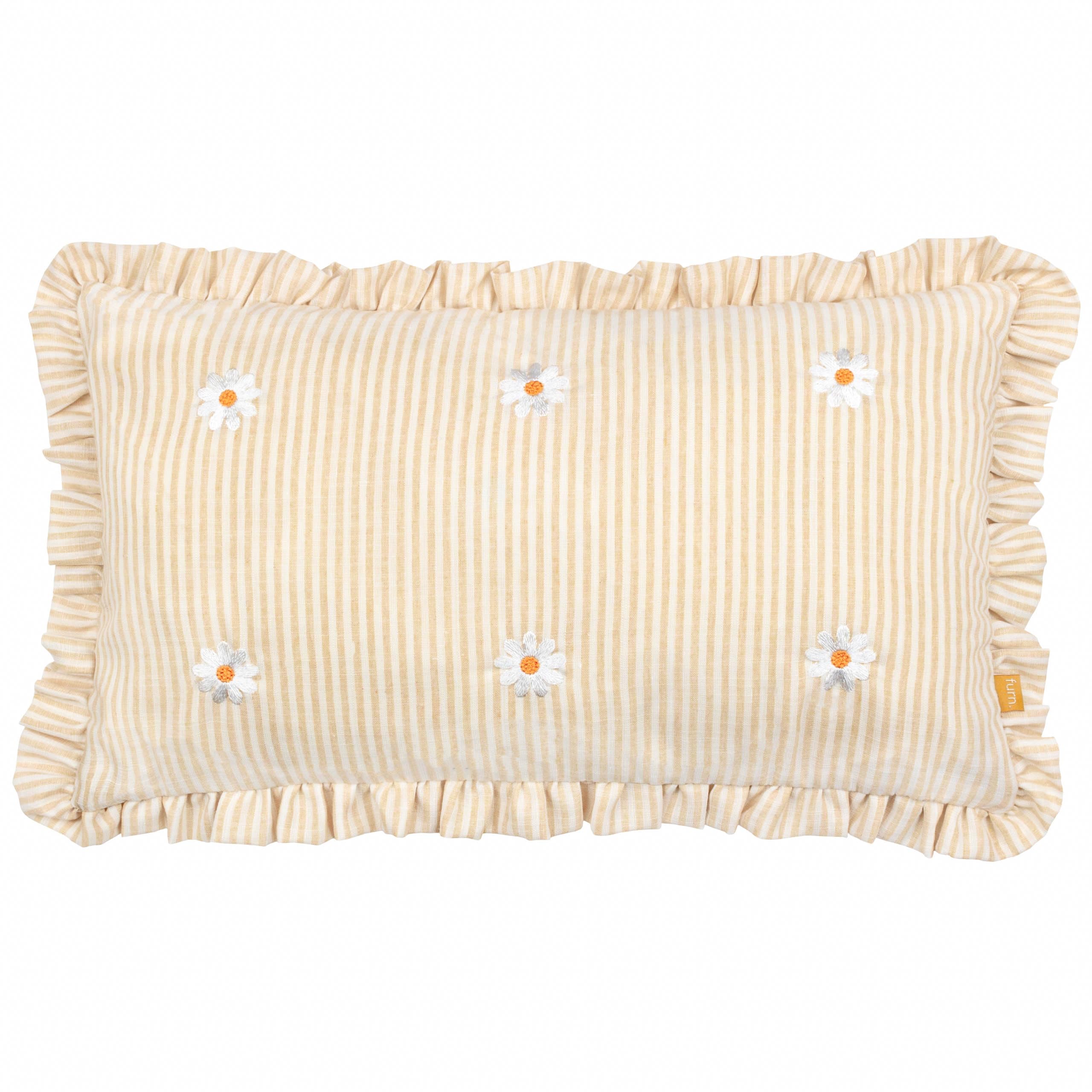 furn. Les Fleurs Embroidered Ruffle Cushion Cover - Daises - 30x50cm