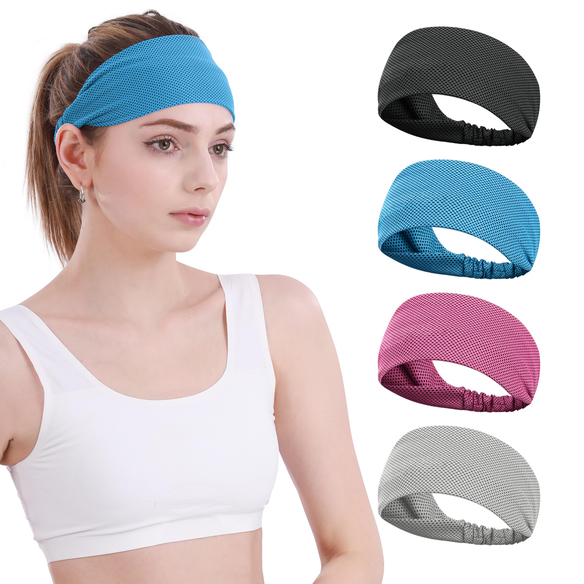 SukeenCooling Headband for Men Women, Instant Cooling Running Headband, Sweat Headbands for Workout, Sports Headbands for Yoga, Golf, Gym, Camping, Tennis, 20 inches