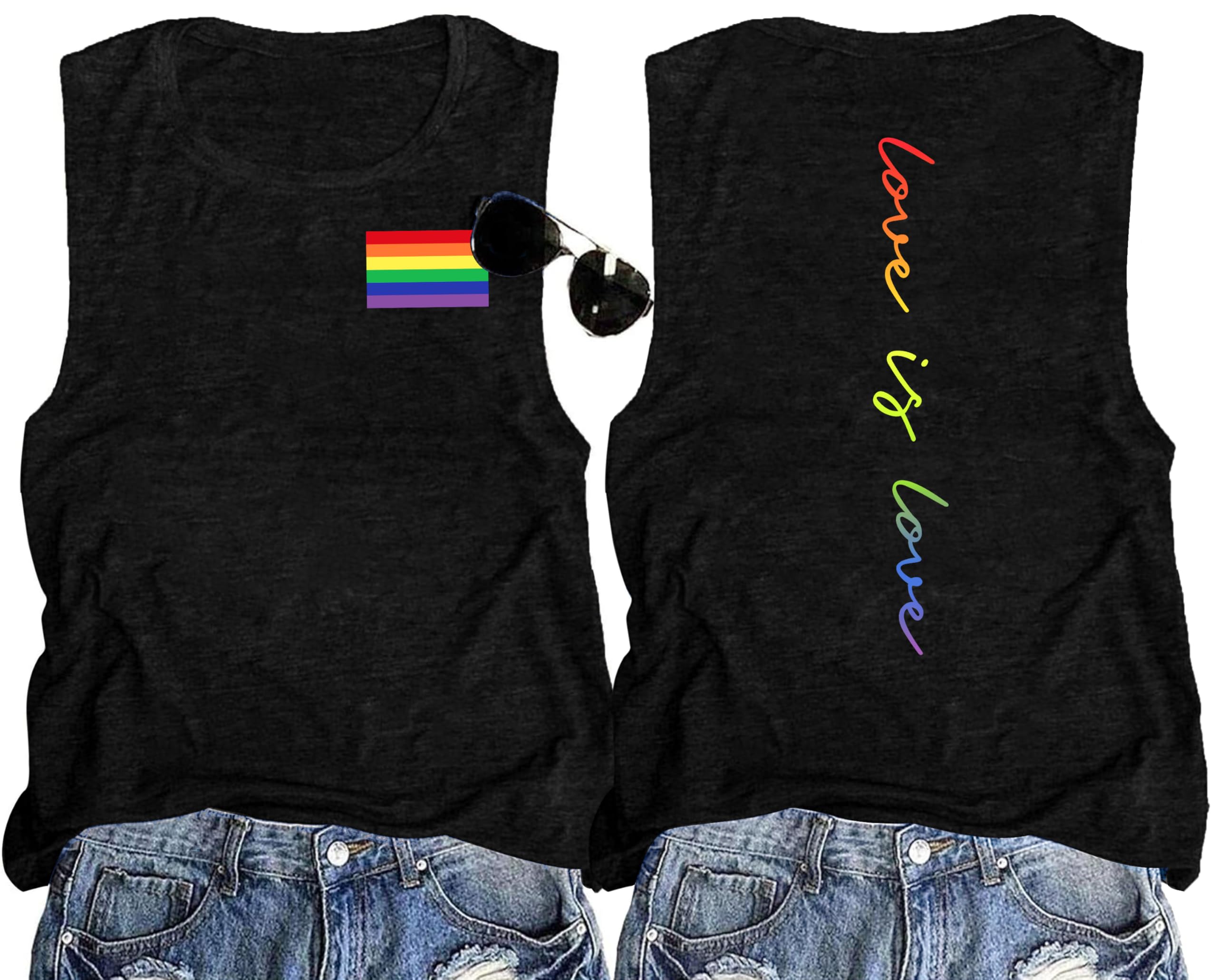 Gay Pride Tank Top Women: Pride LGBTQ Tank Tops Rainbow Heart Graphic Shirt LGBT Equality Sleeveless Tops