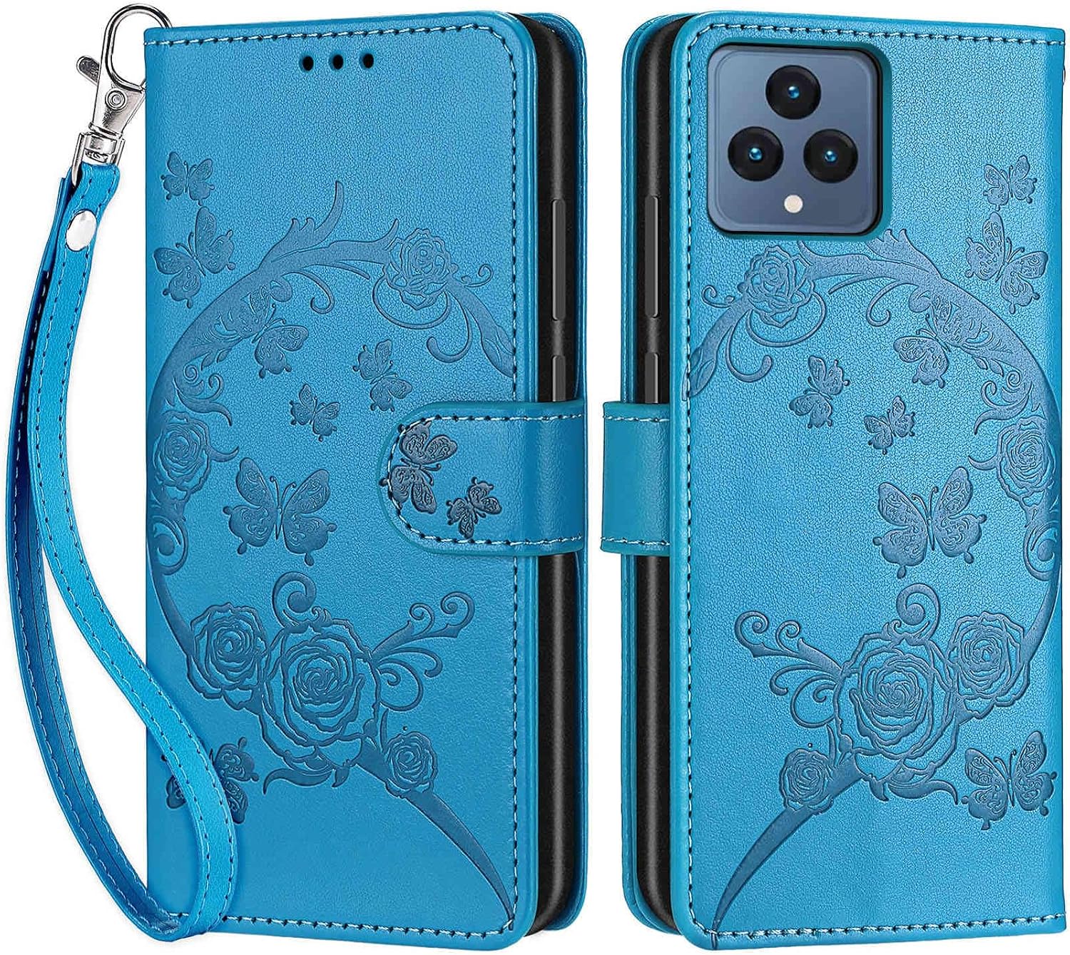 Wallet Case for T-Mobile REVVL 6 5G 2022, Blue Flower image 3