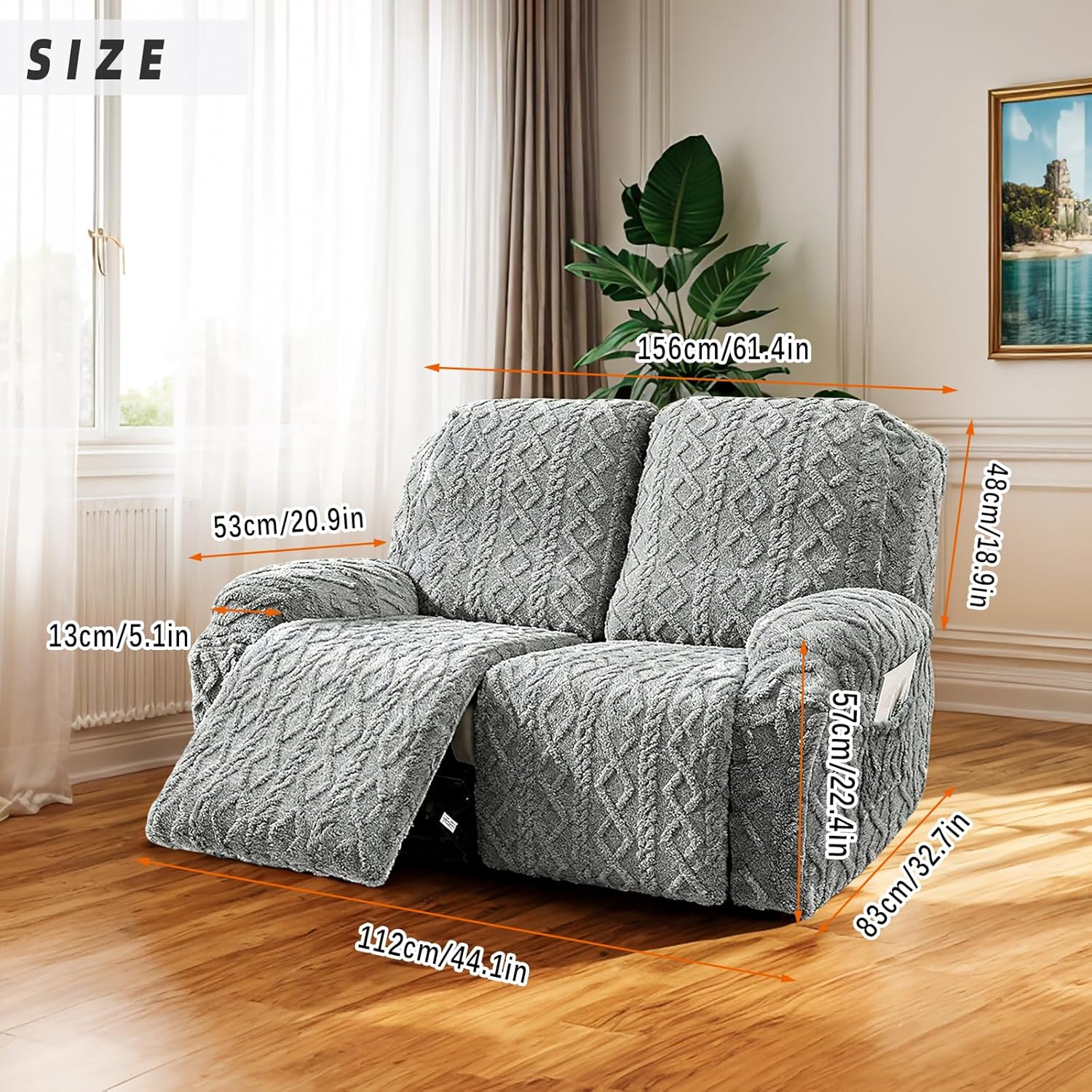 JOKIVTOU Loveseat Recliner Covers 6 Pieces Reclining Sofa Slipcovers with Pocket& Elastic Bottom, 2 Seaters Lazy Boy Non Slip Love Seat Sofa Couch Slipcover, Thick Soft Feel, Washable