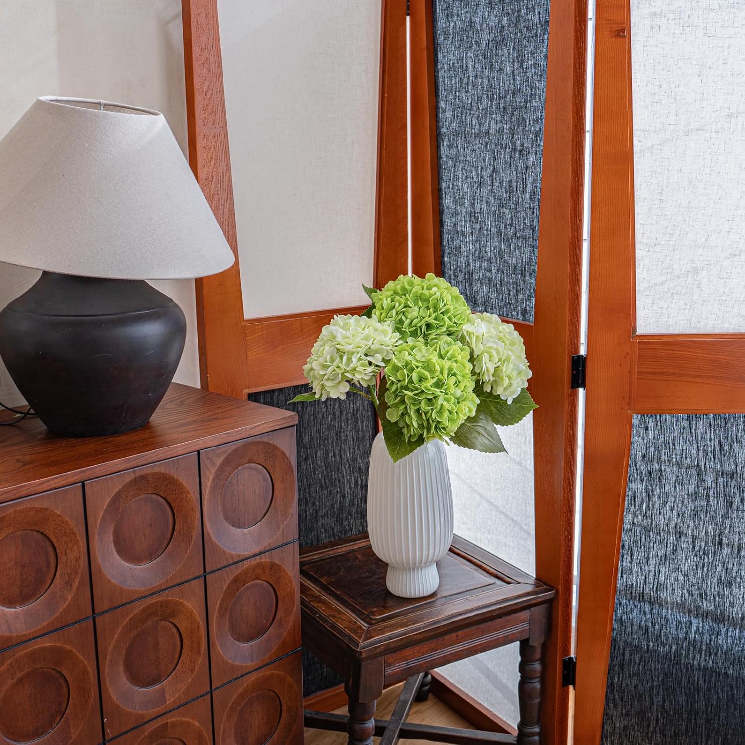 Large Soft Touch Artificial Hydrangea Flowers Bouquet - 4Pcs Blue Latex Hydrangeas for Wedding, Home, Office, Bridal Party Decoration