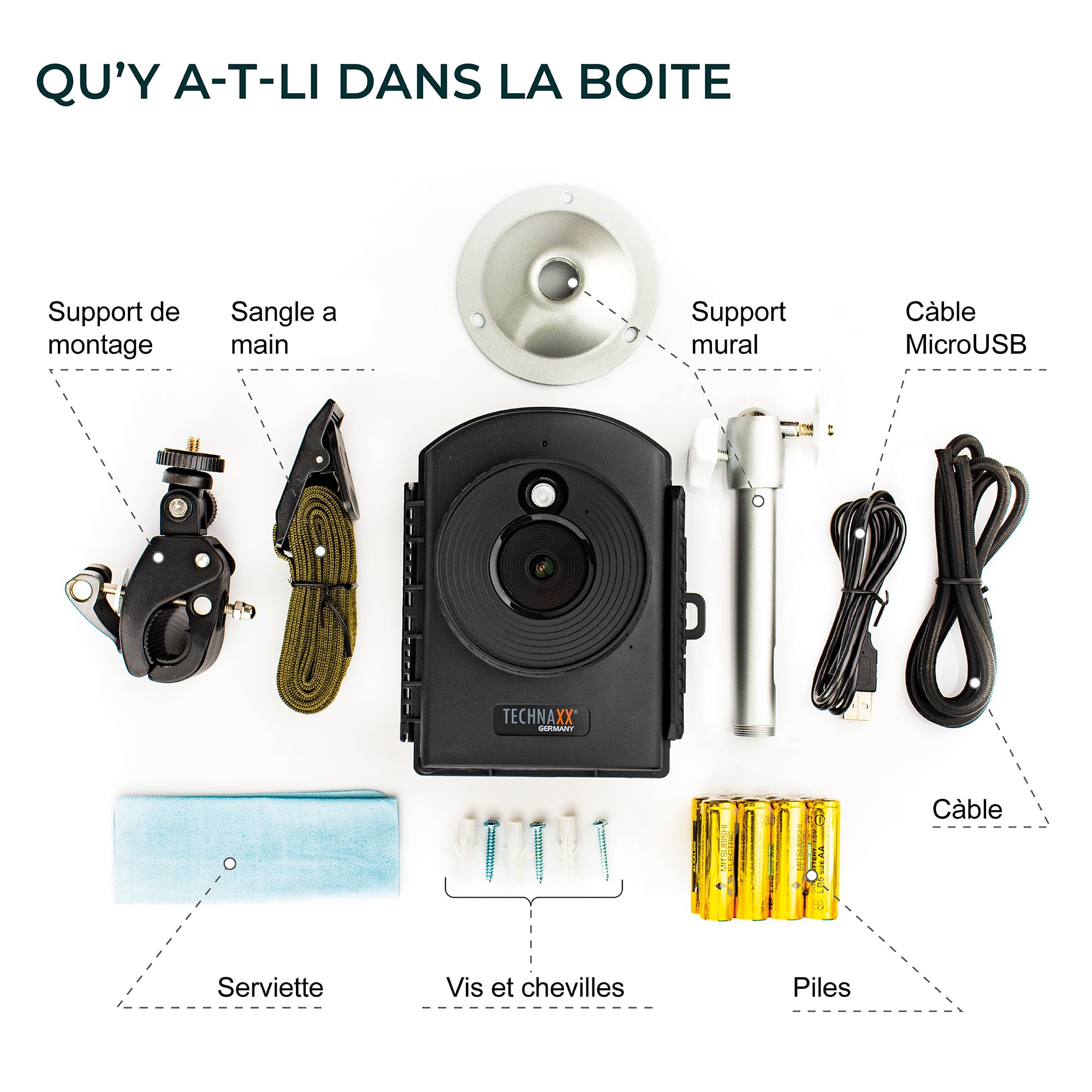 Technaxx Time Lapse Caméra - Microphone et Haut-Parleur Intégrés Capture Vidéo FullHD Fonctionne sur Batterie Plusieurs Modes Installation Facile - Video, Photo & Stop Motion Camera TX-164 Noir