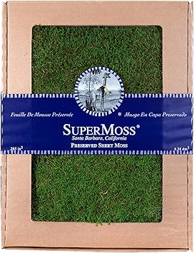 SuperMoss 21485 Sheet Moss Flat Moss for Plants, Terrariums, Wedding Decor & Crafts, Safe, Non-Toxic, Long-Lasting Green Moss for Indoor Plants, Vivariums & Green Wall Art, 175 Cu. in., Preserved
