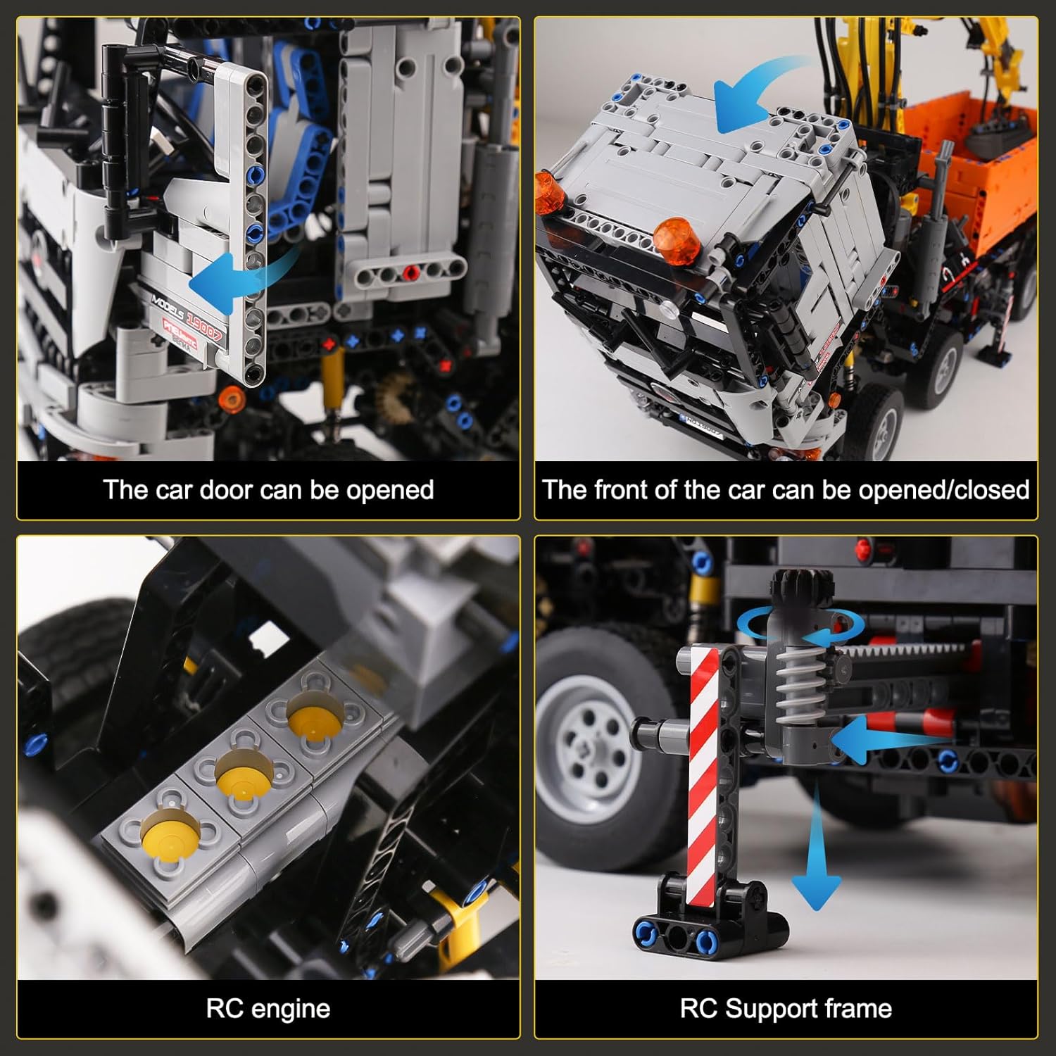 Mould King 19007 Engineering Crane Pneumatic Truck Building Blocks, Engineering Truck with Remote Control and Motors, 2819 Parts Large MOC Remote Control Car Clamp Blocks Bricks Toy