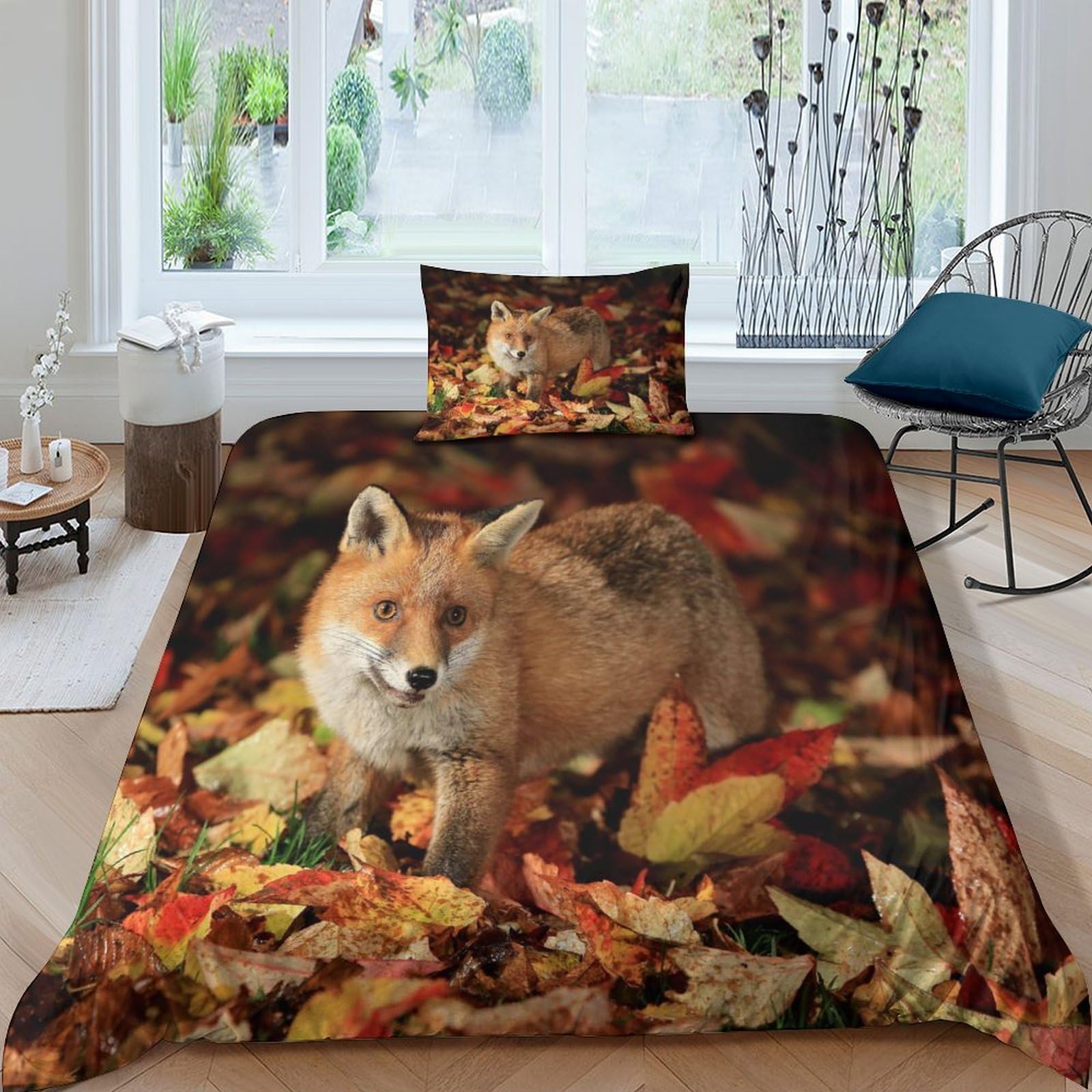 Funda nórdica zorro animales salvajes juego de cama 3 piezas 135x200