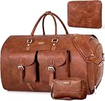 Sac de vêtement pour voyage en cuir convertible Transporter sur vêtement Sac deuffel pour les hommes Voyages Sac de semaine grand imperméable pour les Hommes 2 en 1 Sac d'affaires suspendu à la valise 3pcs